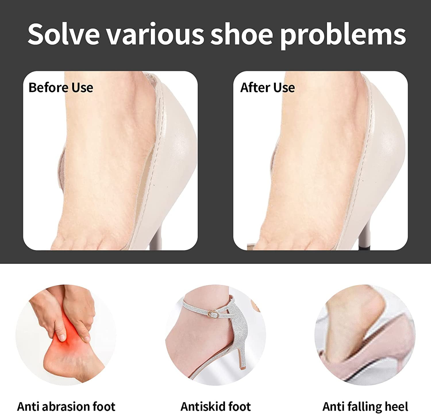 5 Pairs High Heel Grip Creative Feet Non-slip High Heel Pad Shoes Inserts -  Walmart.ca